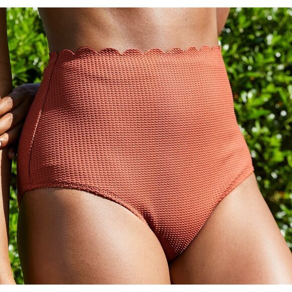 Aerie Canyon Creek Waffle Scalloped High Waist Bikini Bottom L NWOT - Picture 1 of 3